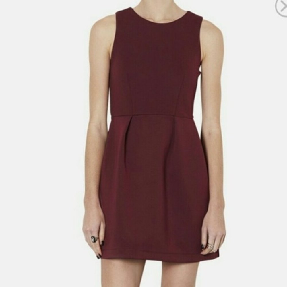 Topshop Sleeveless Scuba Dress - Burgundy